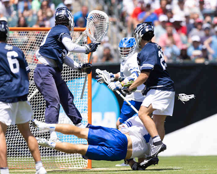 Duke's Garrett Leadmon scores the game-winning goal against Penn State in the semifinals of the NCAA Men's Lacrosse Championships.